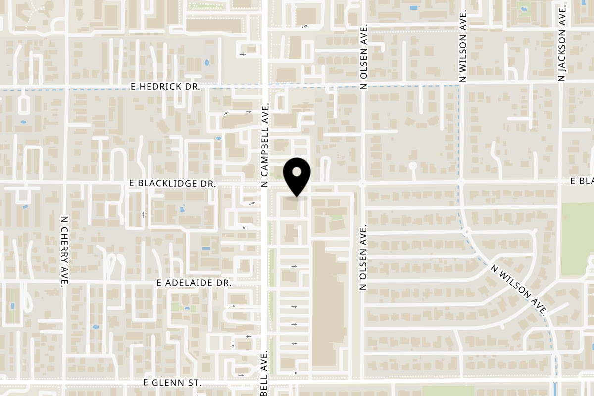 Map showing the location of Tuk Tuk Thai Campbell on 2990 N Campbell Ave #130 in Tucson